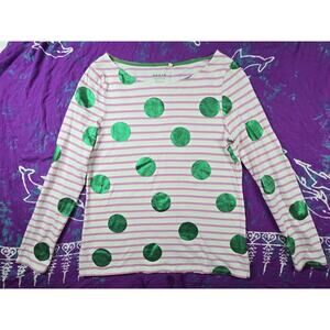 Boden Striped Long-Sleeve Tee with Metallic Polka Dots